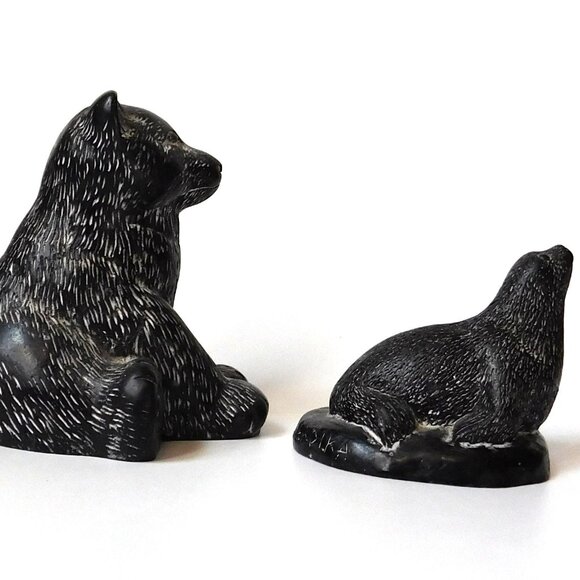 AARDIKA Soap Stone Lot of 2 Figurines Bead & Seal Canadian - Picture 5 of 10